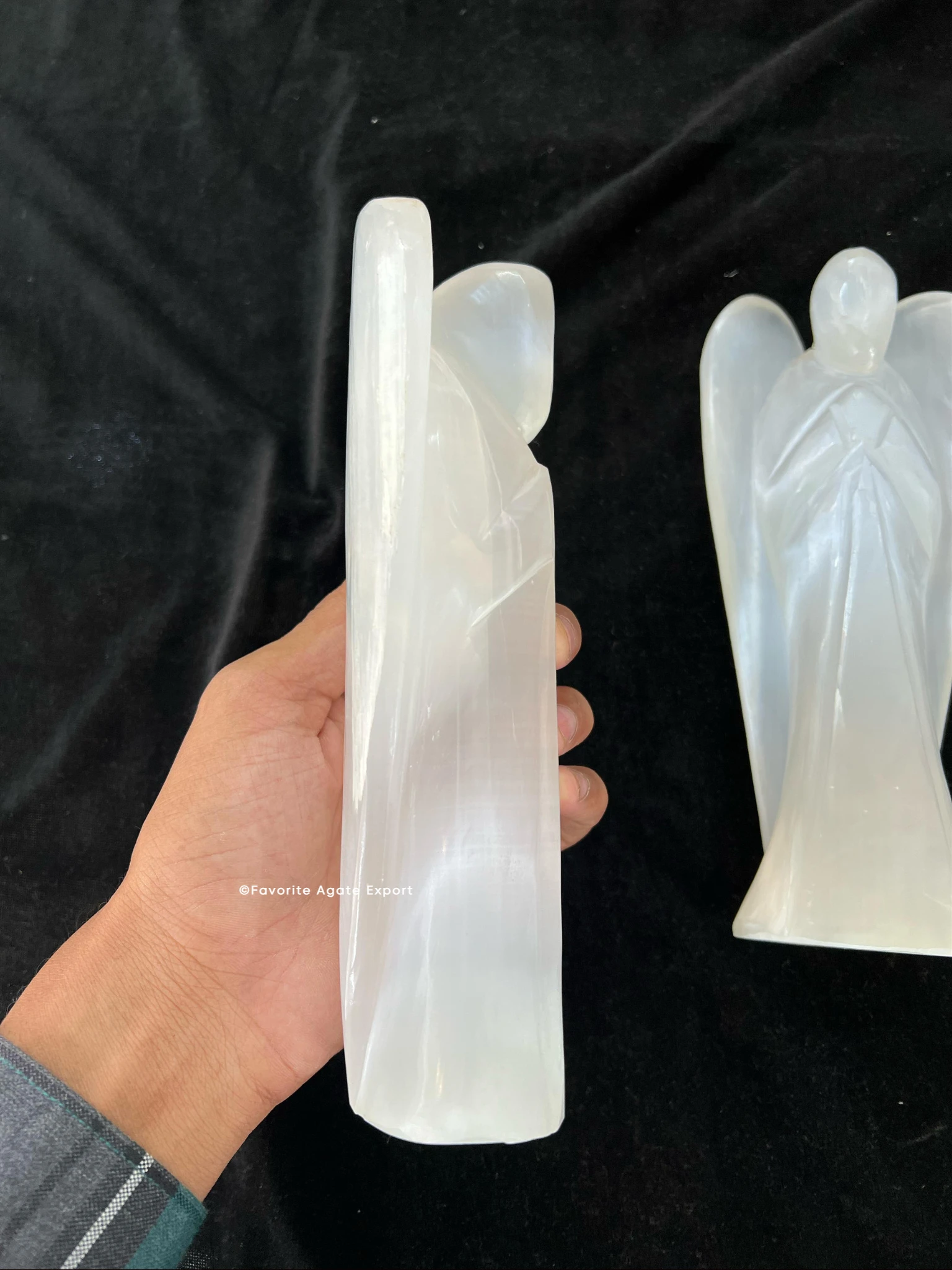 High Quality Hand Carved Large White Selenite Angel Figurines Crystal Angel Wings Statue Spiritual Healing Home Decor Gifts