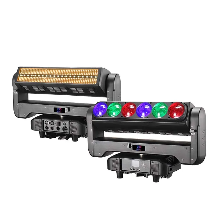 Double Face Infinite Rotation 6 Beam LED Pixel DMX Moving Head Bar with 6x60W RGBW LED Wash Zoom & RGB White LED Strobe