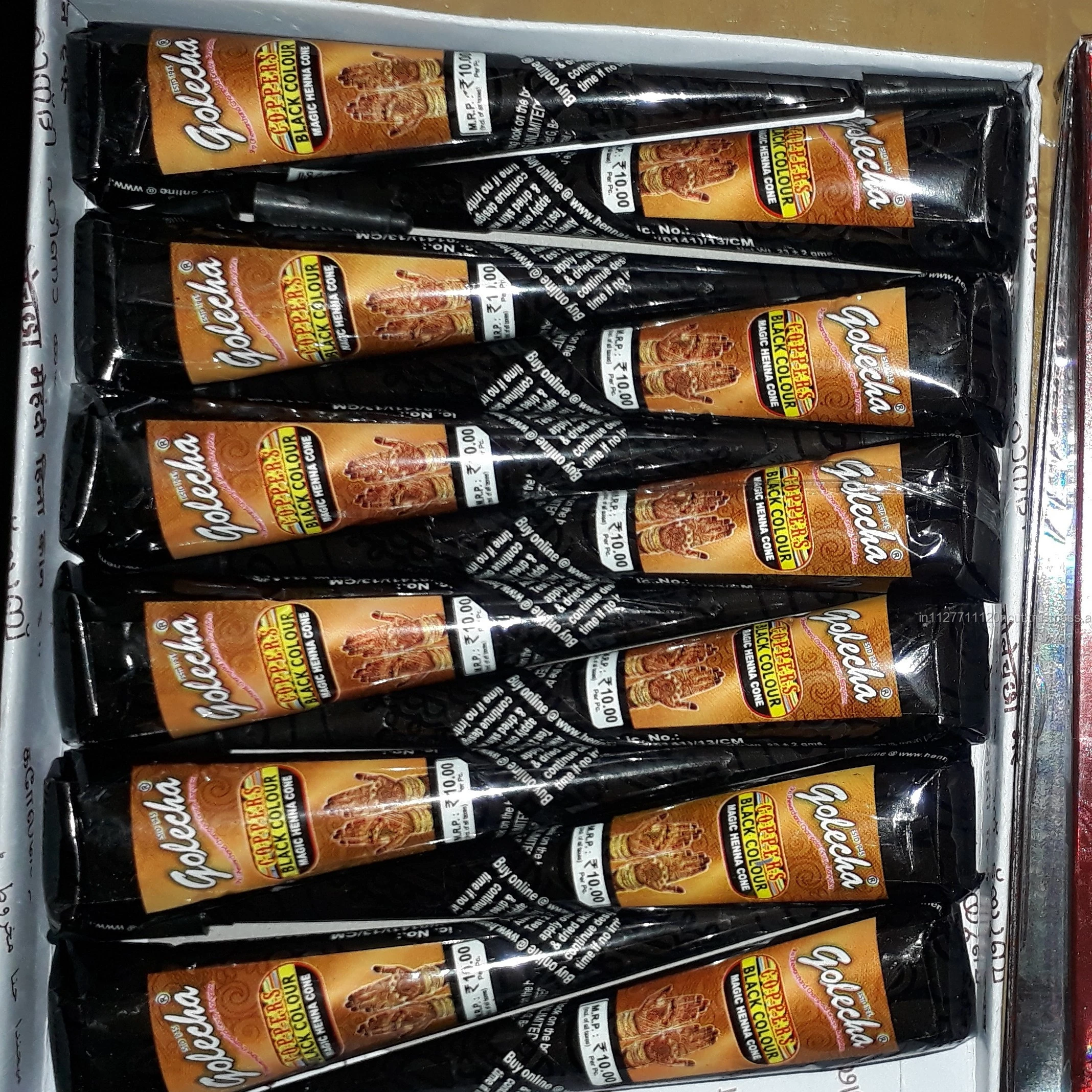 Golecha Coppers Black Henna Cone, 12 cone pack