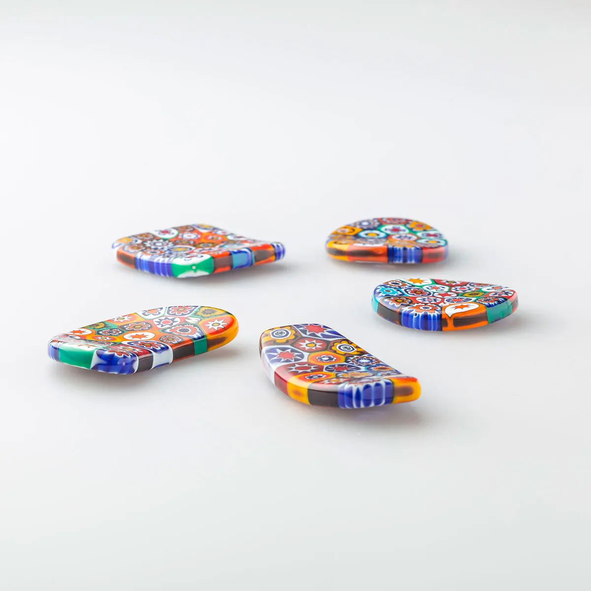 Murano Glass Chopstick Rest & Plate hand made in Italy Venezia  Glass Mosaics Melted - Murrina Multicolor - Decorative 13Cm diam