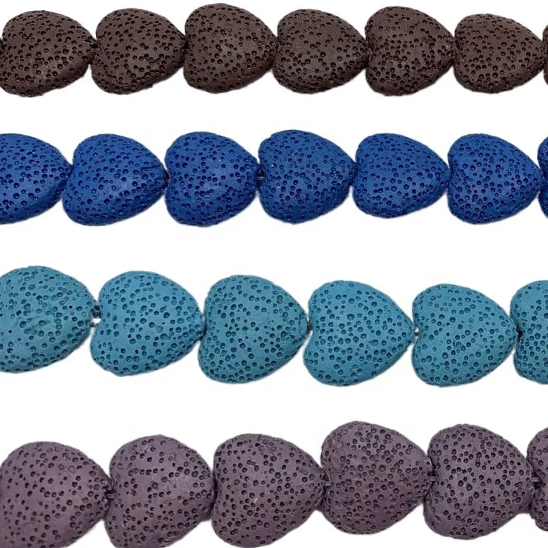 Gemstone Lava Beads Heart Shaped Jewelry beads Flat Heart Shaped beads Lava stone Heart for Jewelry making