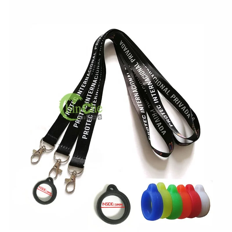 Custom silicone rubber ring rope neck strap wholesale key chain ring cord lanyard for pen holder