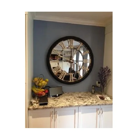 hot sale modern round wall clock shape industrial mirror round silent movement wall clock for home stylish latest roman number