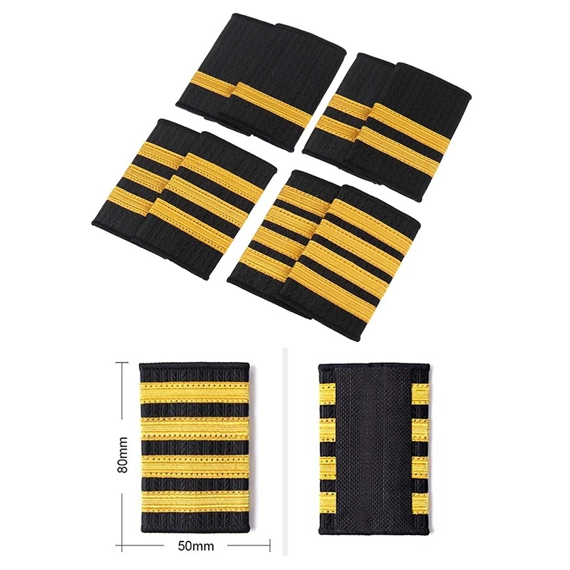 1 Pair Epaulettes Professional Uniform Epaulets Gold Stripe Shoulder Badges OEM in epaulettes for crew uniform