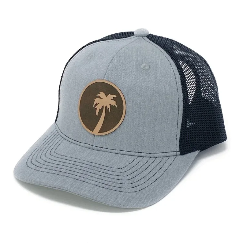 Wholesale Leather Patch Trucker Cap for Man Fashion Sun Visors Summer Spring Trucker Hats OEM Manufacture