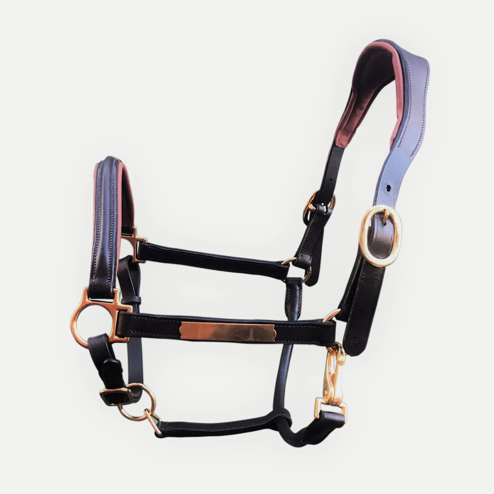 English Brown Leather Braided Horse Halter