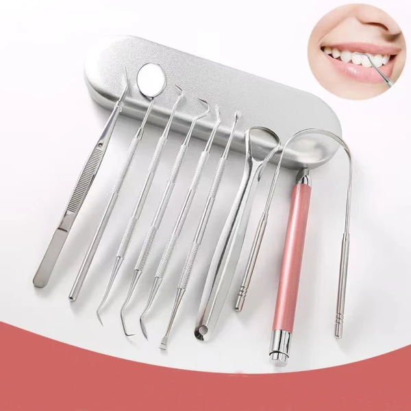 Professional Dental Tools Kit Teeth Cleaning Oral Care Kit Tooth Pick Dental Mirror Dental Probe Dental Scaler Tool