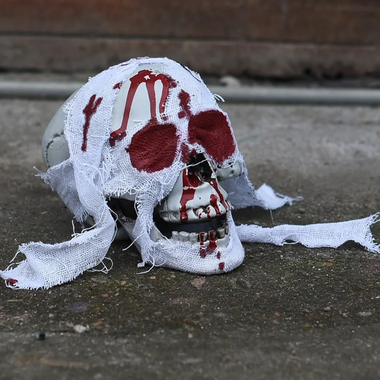 Halloween Prop Skulls Realistic Looking Scary Human Life Size Skeleton Head Plastic Skeleton Model for Party Garden Decoration