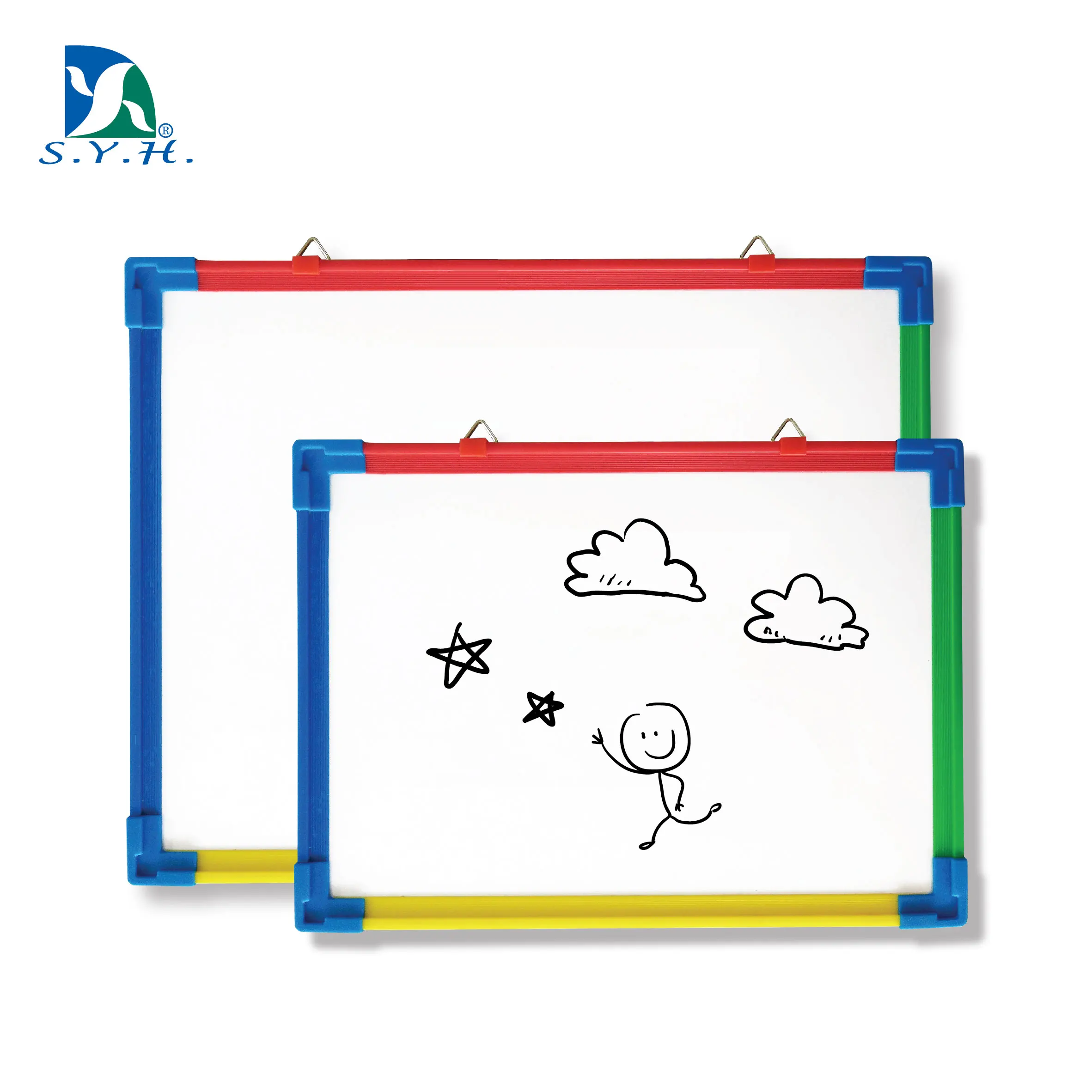Colorful 45*60 magnetic whiteboard with plastic frame and movable tray
