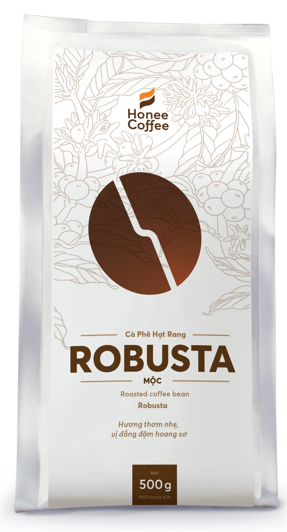 ROASTED COFFEE BEAN ROBUSTA Standard screen 18 250g per bag Honee Coffee brand made in Viet Nam