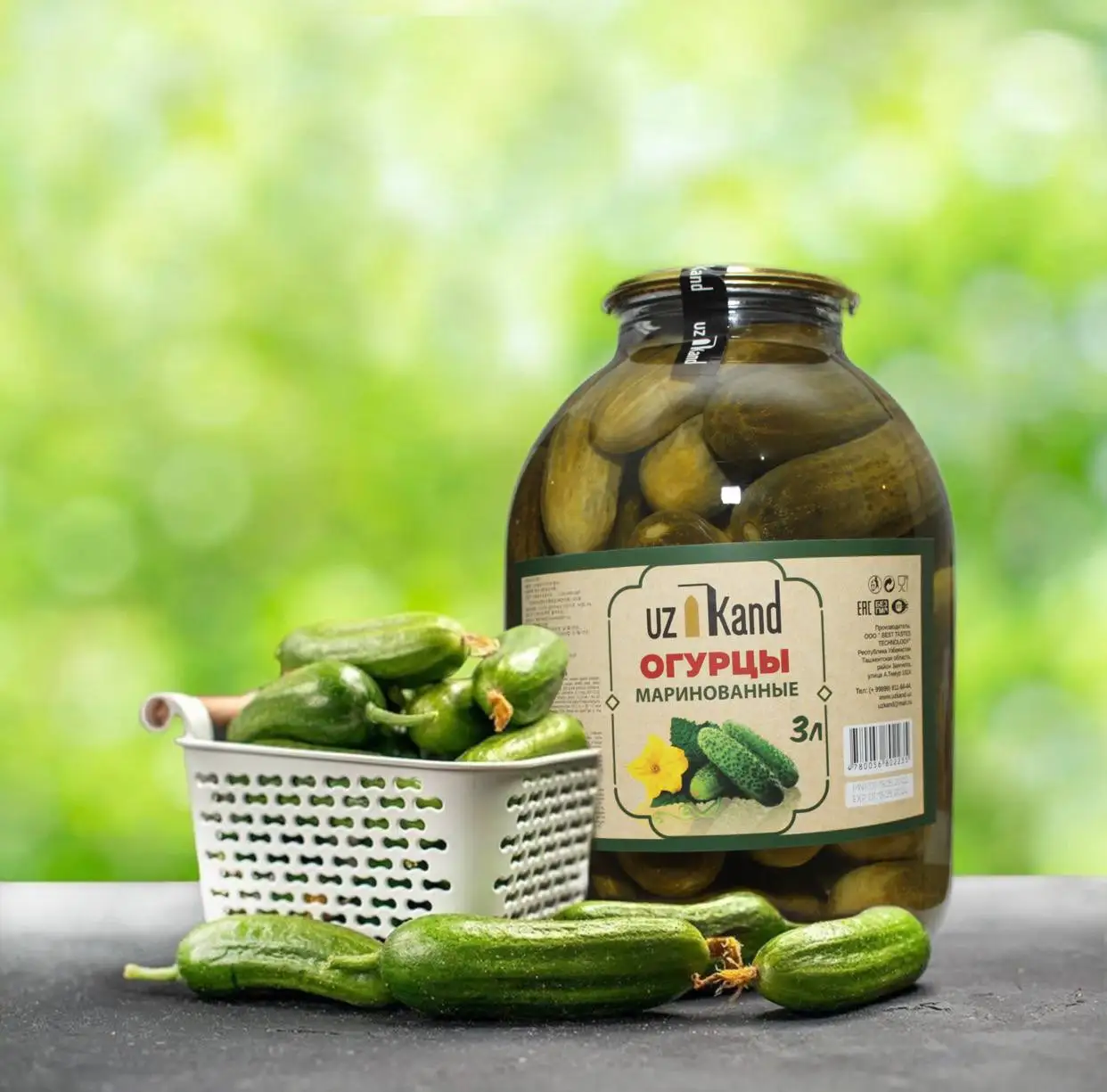 PICKLED CUCUMBERS  3l in Glass Jar from Uzbekistan