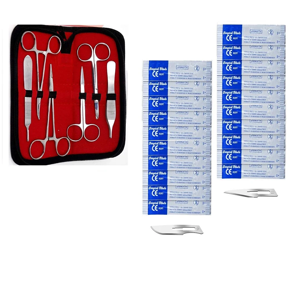 Surgical Medical Student Training Practice Suture Kit of 18 Pcs with customized Suture Pad and Surgical Tools Scissors Forceps