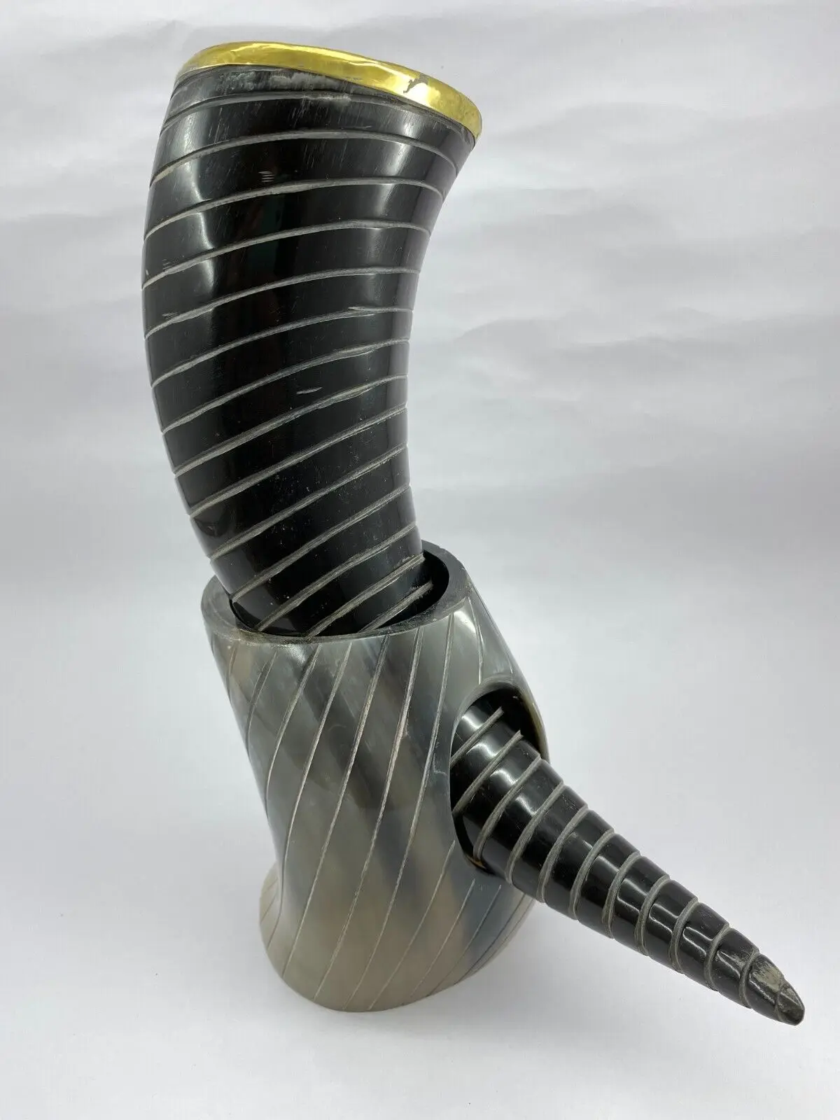 Ale drinkinghorn Polished with horn Stand weer wine drink Perfect for Reenactment by hs husnain crafts