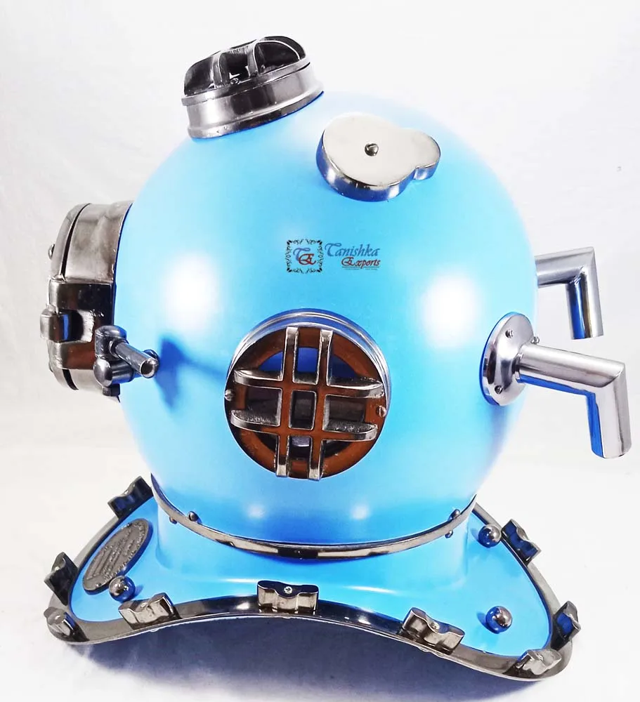 Collectibles U.S Navy Mark V Scuba divers Diving Helmet Nautical Vintage Marine deep sea Blue divers diving helmet