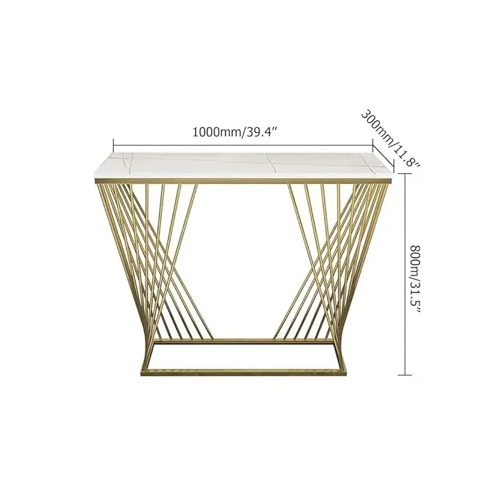 White & Gold Metal Console Table for Living Room/Bedroom MADE BY MZ INTERNATIONAL