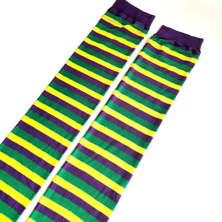 Haiwin Party Women Cosplay Over Knee Socks Mardi Gras Costume Thigh High Silk Stockings for Girls
