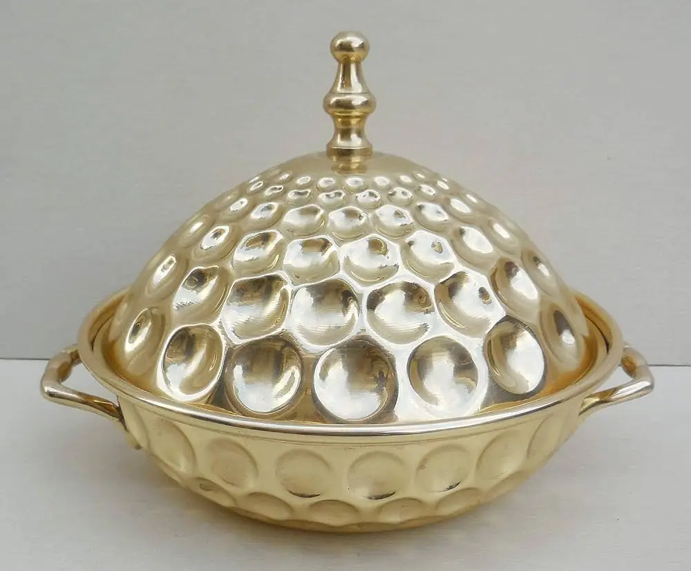 Classic Dates Bowl for Home Hotel Restaurant Dry Fruit Candy chocolate unique Bowl Dinnerware nickel Brass dates Bowl for Ramada
