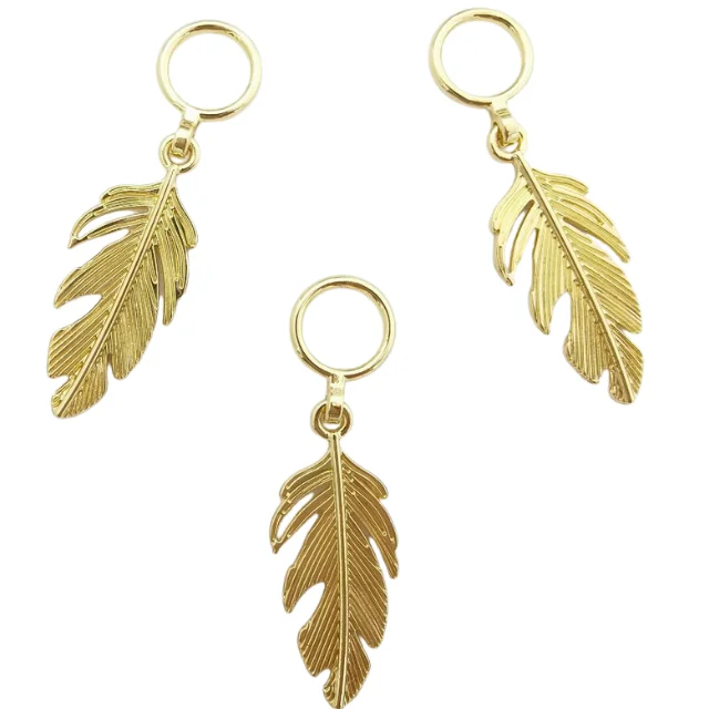 New Design Wholesale Small Metal Charms for Jewelry Underwear Making Gold Feather Pendant Charm