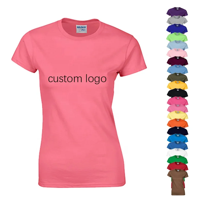Short sleeve tshirt white 100% cotton basic plain blank custom logo printing round o neck summer ladies tees women t shirt