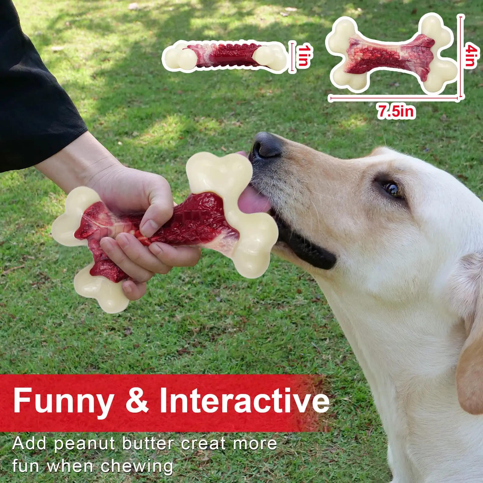 Tough dog toys for aggressive chewers Dog bones made of nylon and rubber Medium-sized puppy chew toys Teething chew toys