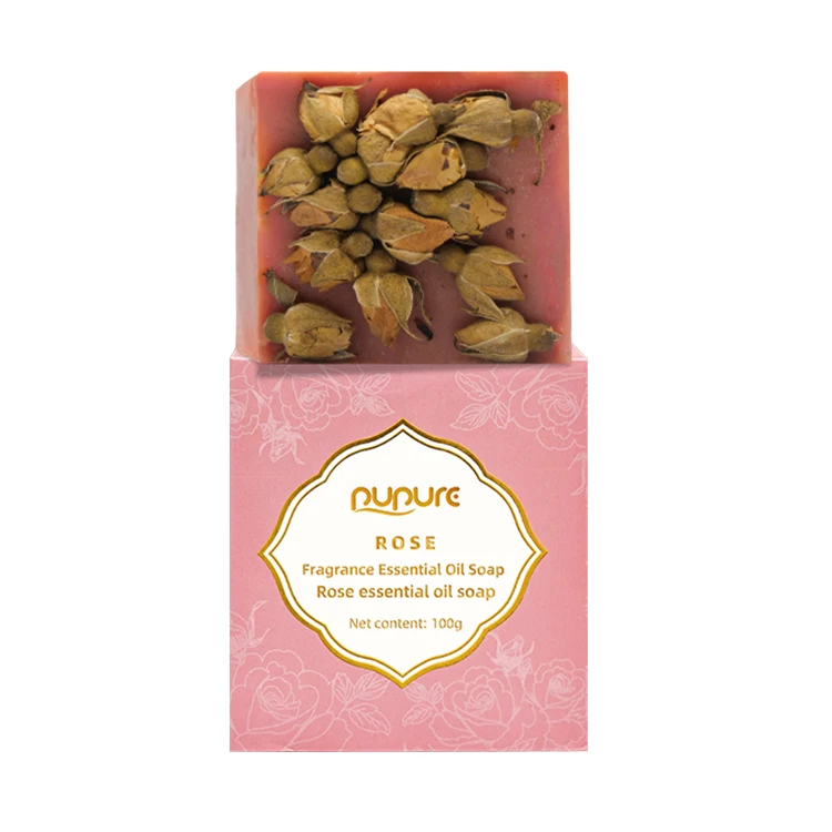 Wholesale Gift Bathroom Organic Natural Handmade Essential Oil Savon Yoni A La Red Rose Flower Petal Cold Process Soap For Women