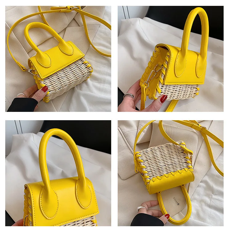 Mini Woman Straw Bag Luxury Summer Raffia Woven Handmade Handbags and Purses Rattan Beach Bag