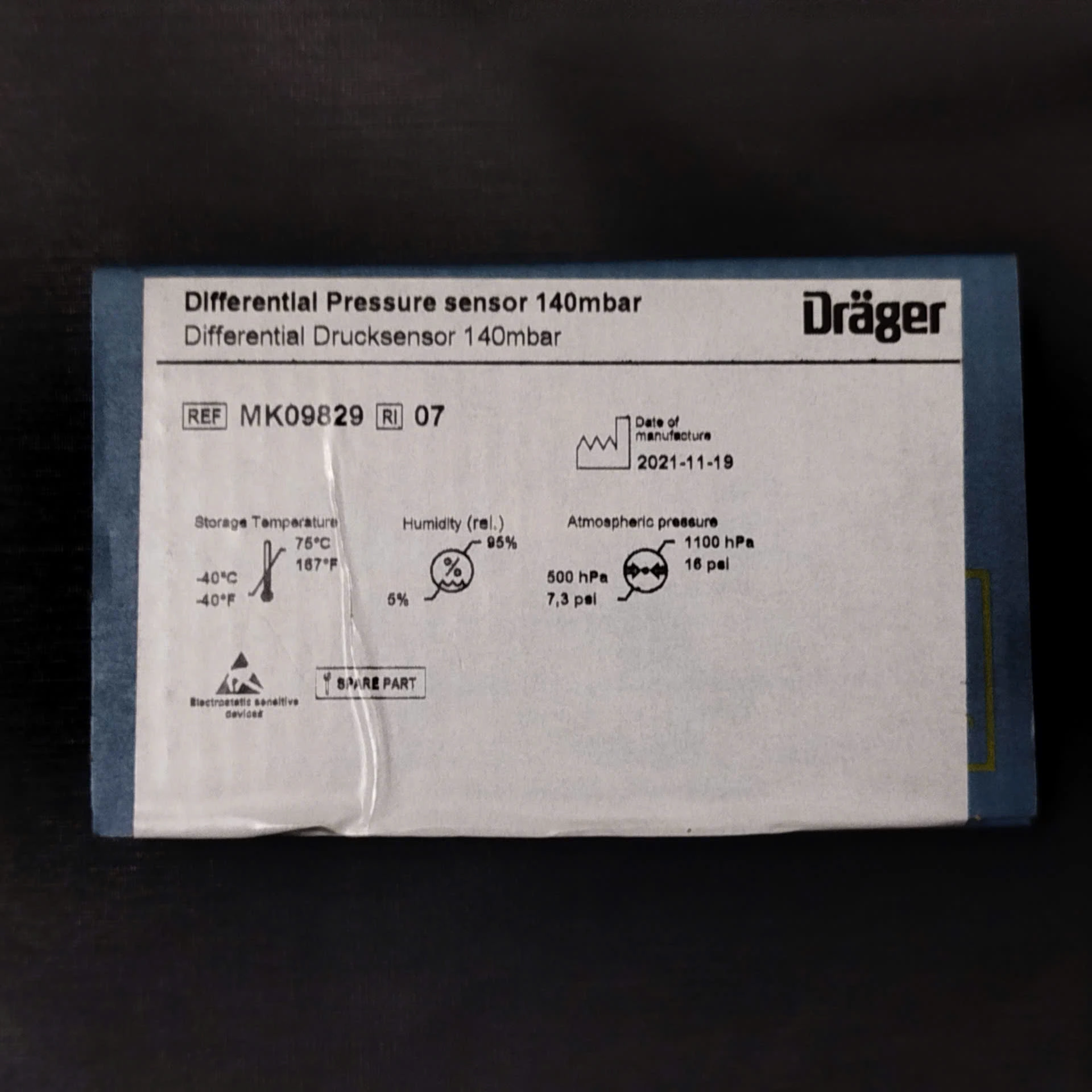 MK09829 DIFFERENTIAL PRESSURE SENSOR 140MBAR
