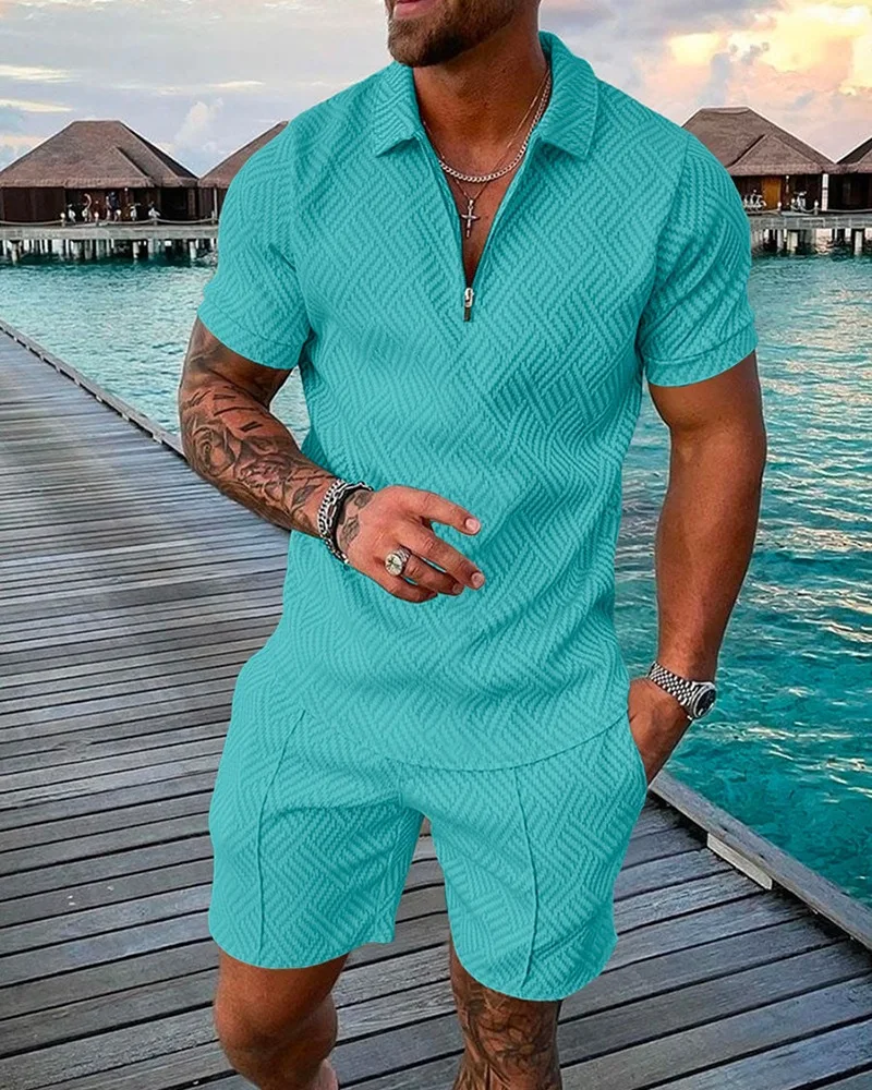 Summer Twin Sets Custom Logo Causal Short Sleeve Crew Neck Shirt And Short Set Men 2 piece Summer Shorts set By Fast Go Impex