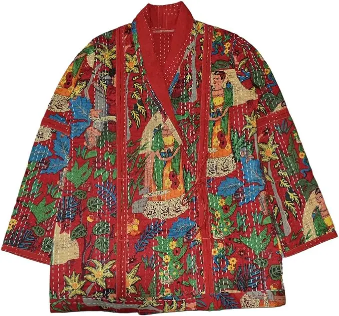 Artisanal Cotton Silk Kantha Jackets Traditional Hand Embroidered Quilted Jackets Eco Friendly Farida