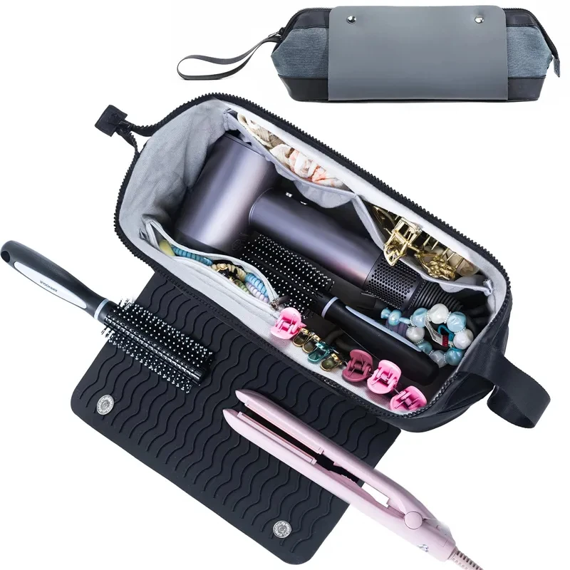 2024 New Storage Bag With Heat Resistant Mat for Flat Irons Straighteners Curling Iron Hair Tools Travel Bag