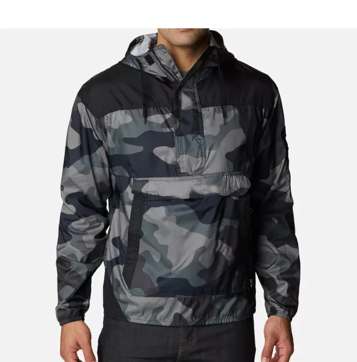 Stomach Pocket All Season Windbreaker Jacket Dark Camo Outdoor Clothing Breathable Quick Dry Pullover Anorak