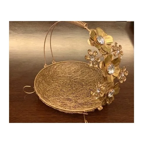 Стильная металлическая корзина для фестивалей подарочная проволочная сумка с позолоченной большой корзиной в форме багажника