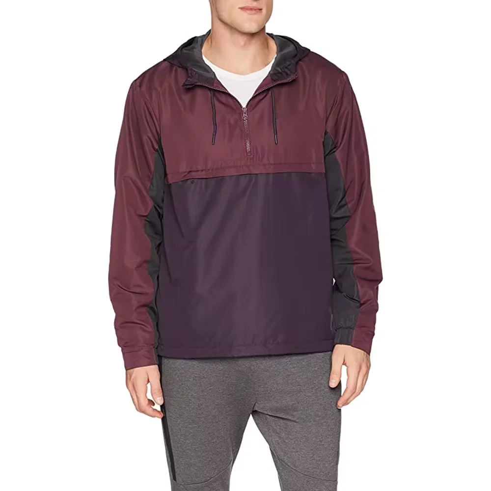 Wholesale Custom Outdoor Color Block Anorak Jackets Customized Contrast Color Anorak Half Zip Jackets