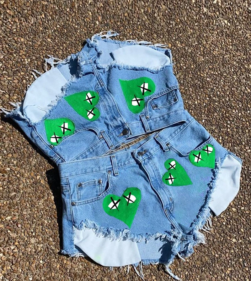 2023 Jean Shorts Women Denim Pockets Stretchy Jeans Shorts High Fashion Denim Booty Blue Colorful Street Wear Shorts Jeans