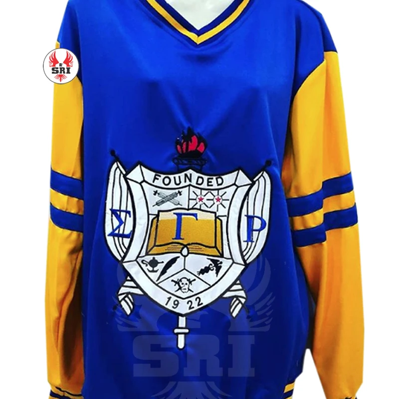 Plus Size Embroidered Greek Sorority Custom SGRho Shield Gold & Blue Poodle 1922 Sigma Gamma Rho Sweatshirt