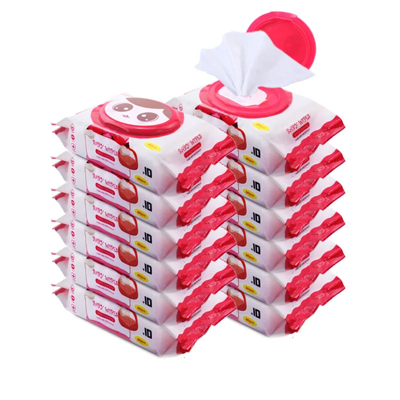 China Manufacturer 80 Pcs Wholesale Supplier Moistened Baby Gum Wet Wipes Tissue Wet And Dry Baby Cartoon Wipes