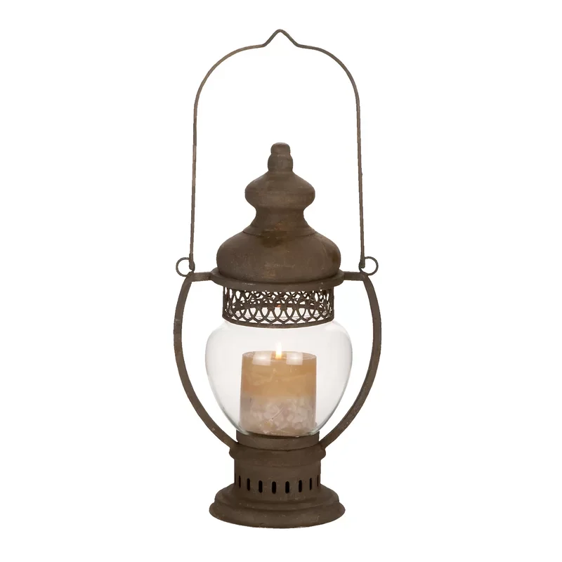 Super Quality Indian supply Wholesale European Style round brown Metal Candle Lantern For Wedding and Christmas Decoration