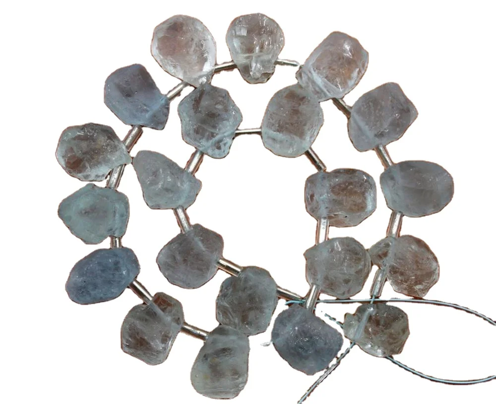 Natural Blue Aquamarine Gemstone Uneven Shape Rough Untreated Side Drill handcut For Jewelry Making