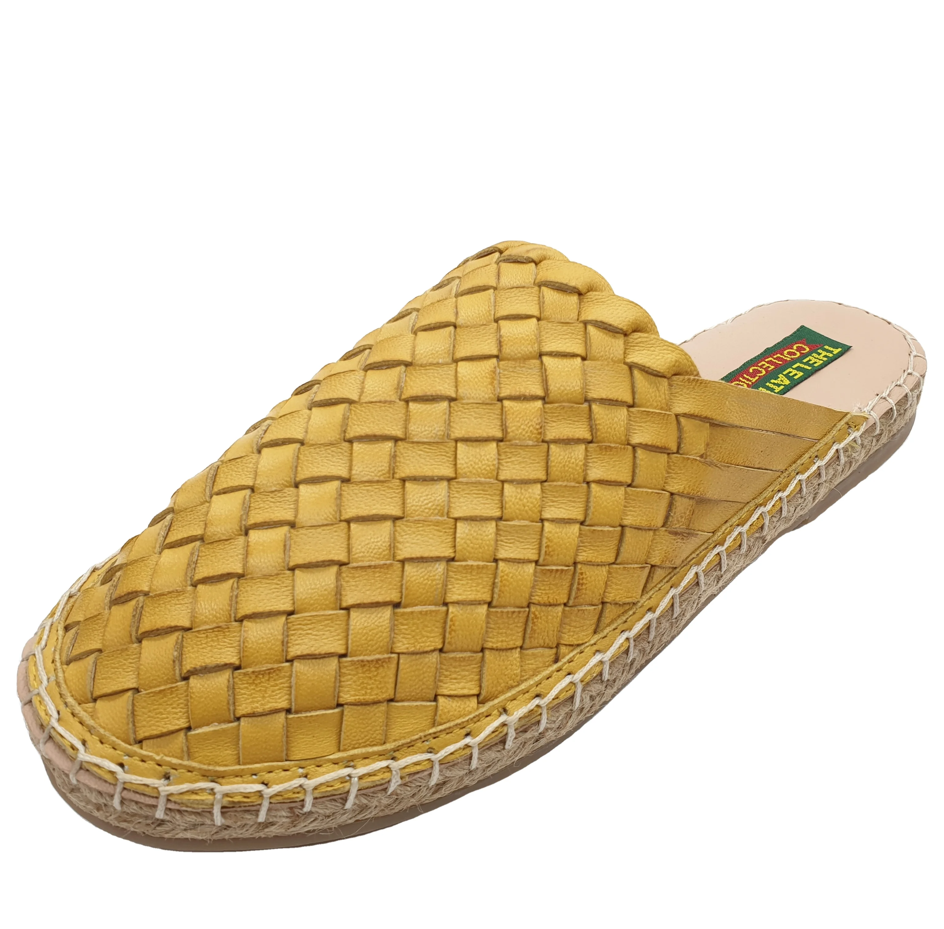Ladies Leather Espadrilles Close Toe Sandals Stitched Rope Sandal Pure Leather Weaved Slip On Suede Leather Sandal