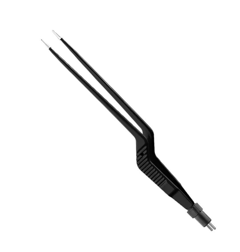 Curved Handle Bipolar Forceps Electro Surgical Forceps Black Color Top Quality Medical Surgery Electro Forceps