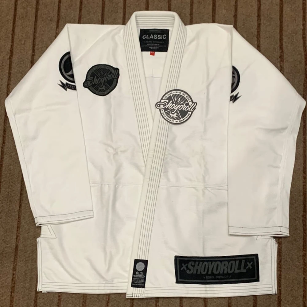 Wholesale Custom Made Bjj Gi Shoyoroll Cut Batch 51 Rebel Japan Bjj Uniform 450 Gsm Pearl Wave White Adult Kimono Uniform Gi