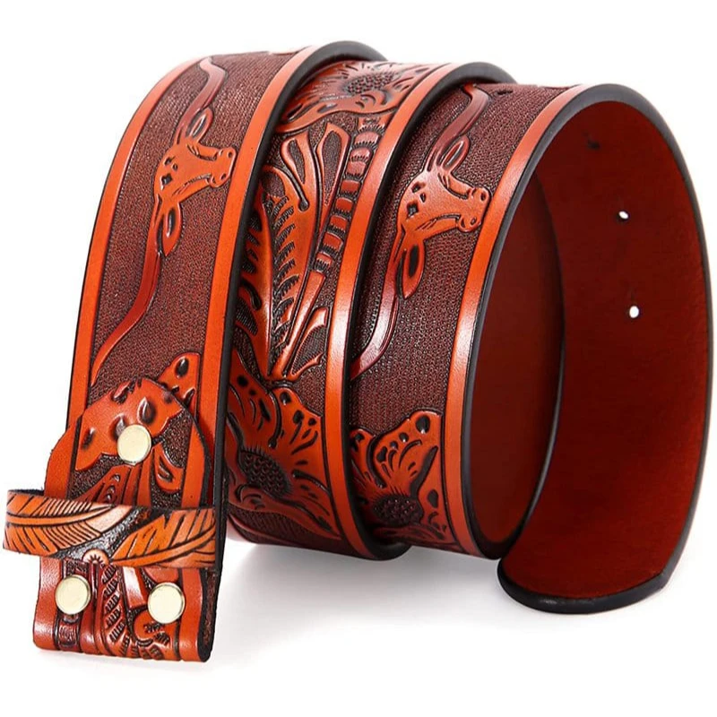 Kids Bullhead Full Grain Leather Belt Premium Cow Hide Custom Beaded Designs Luxury Belts Ready to Ship Unisex