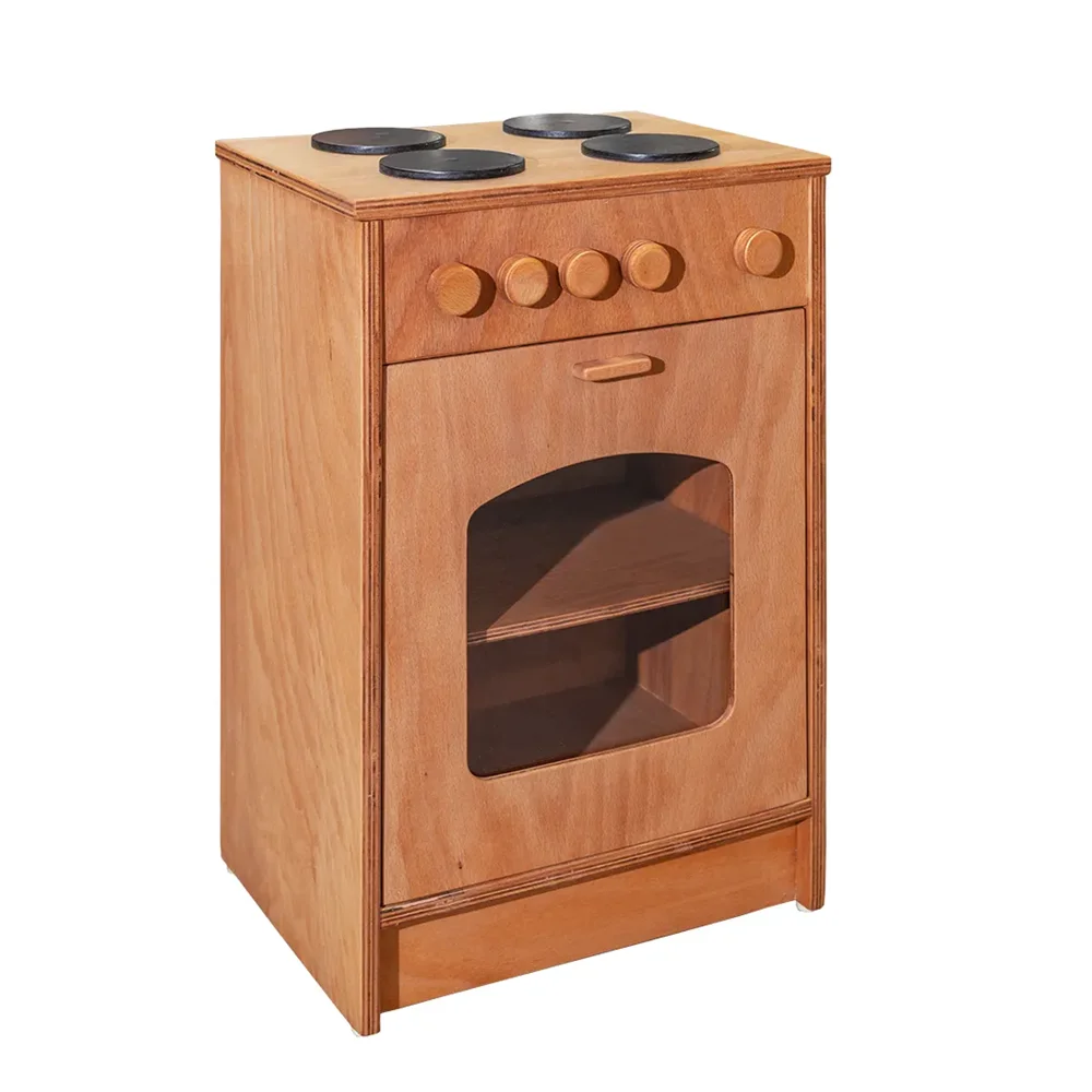 Luxury Montessori Wooden Preschool Kids Kitchen Cooking Play Pretend Sets Natural Surface Kitchen Range for Kids Role Toys