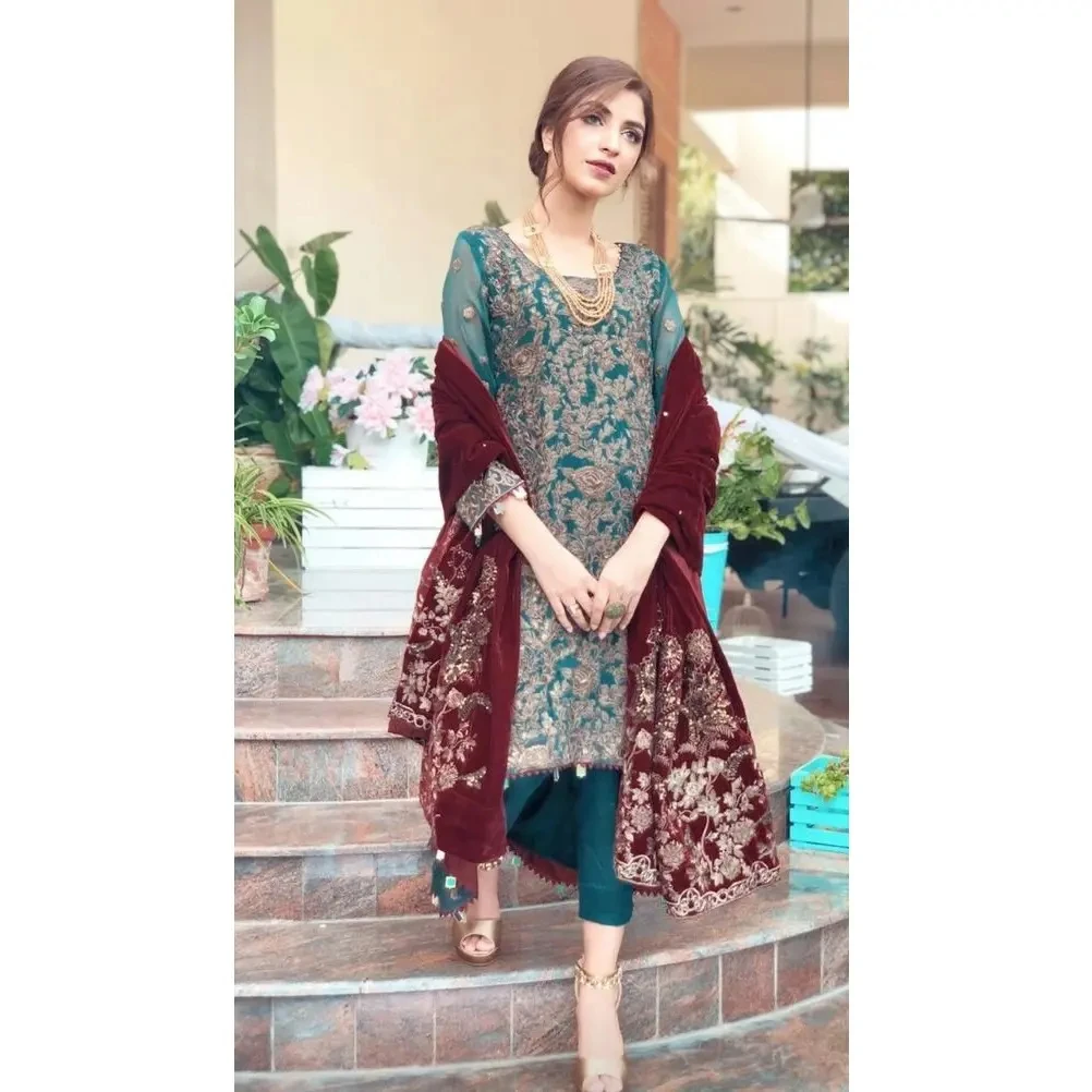 Pakistan and Indian Shalwar Kameez suits Lawn fabric formal wears Creation Lawn 3 piece suits Party-Wedding Wear for women 2024