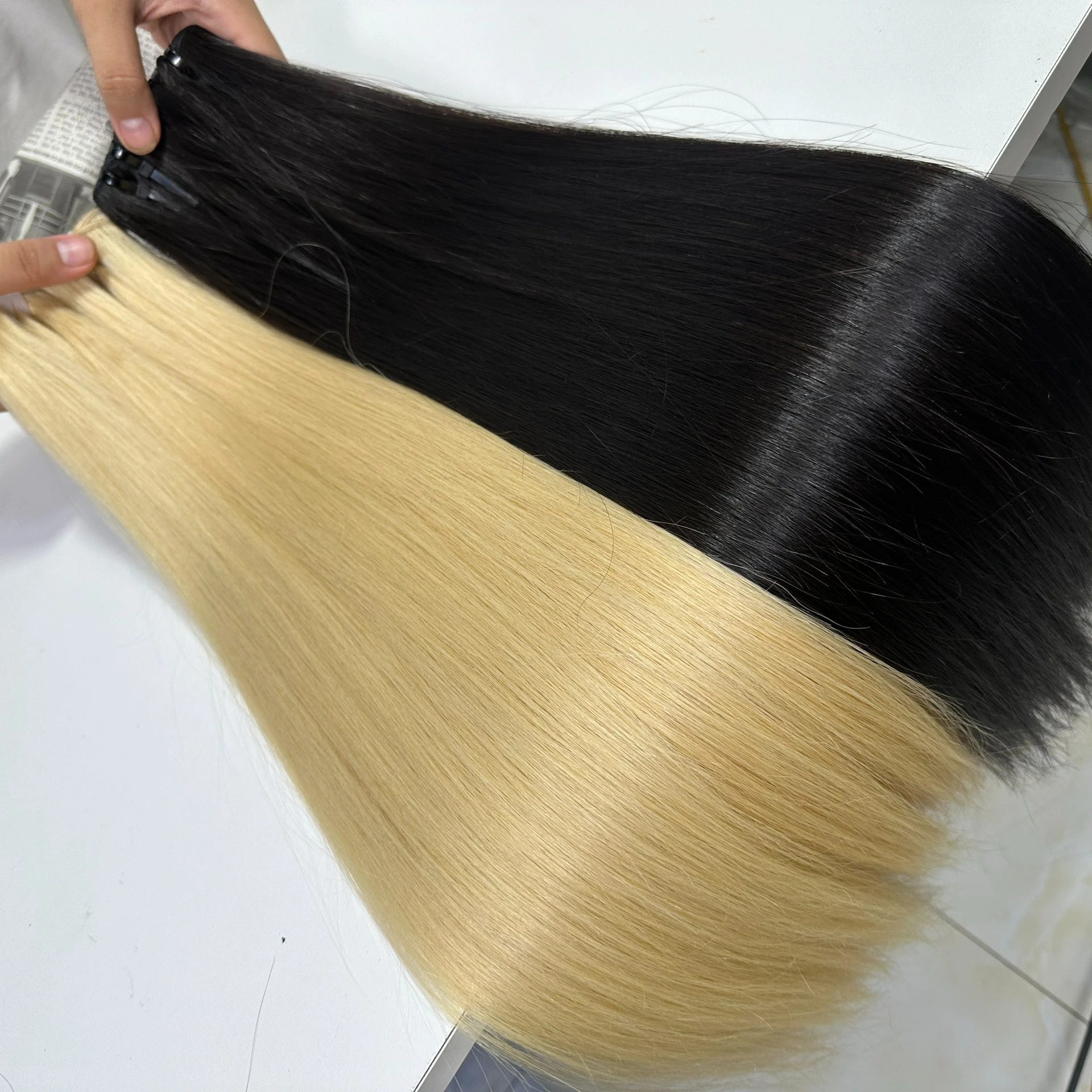 Cheap Double Drawn Hair Machine Weft Blonde Machine Weft Human Hair Extensions VietNam