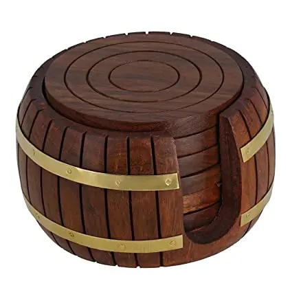 Table Decoration Acacia Wood Tea Coaster Sets Wholesale Manufacturer Modern Design Handmade Wooden Tea Coaster Supplier
