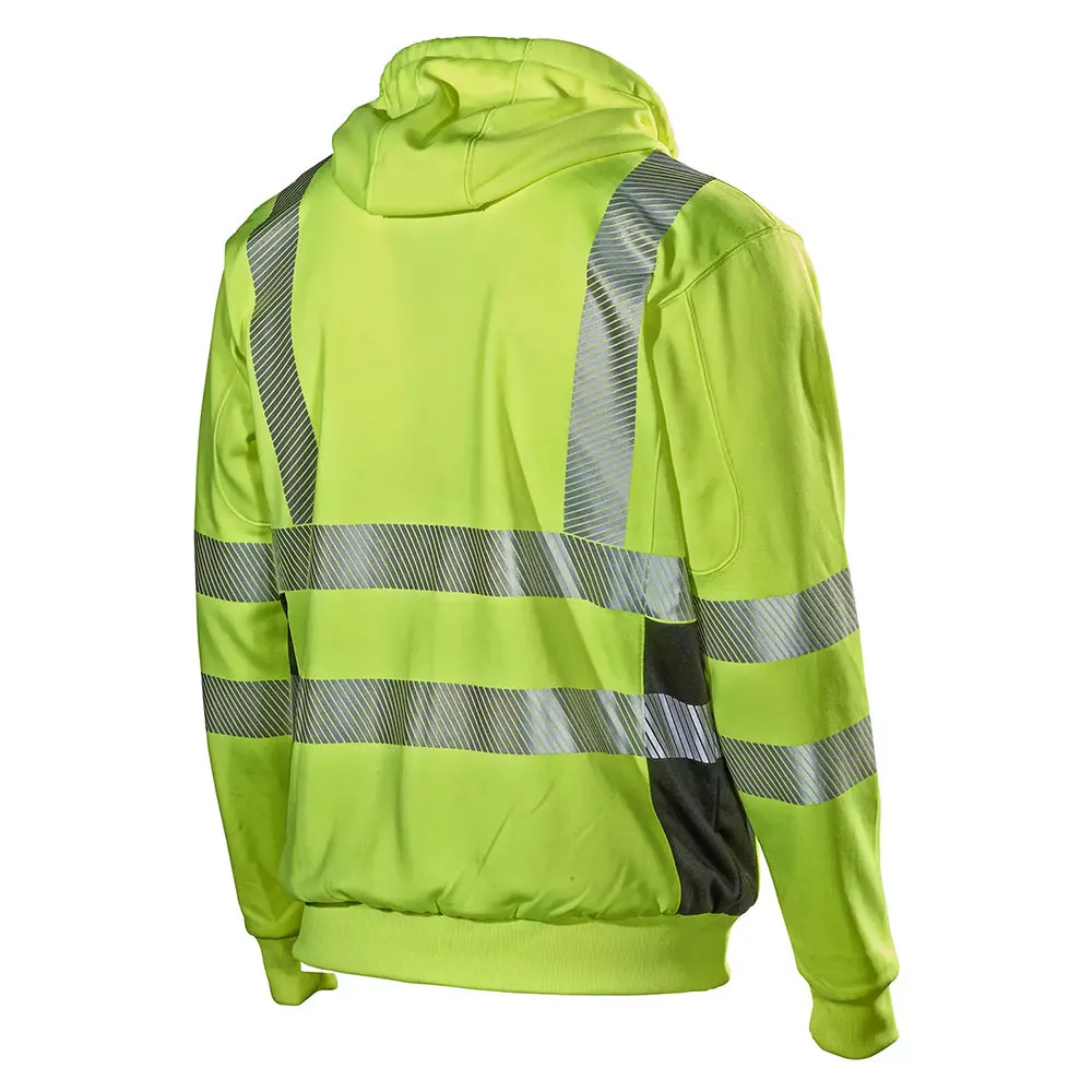 Custom Colours High Visibility Working Reflective Zipped Hooded Jackets 2024 Hi-Vis Workwear Safety Hoodie With Reflector Tapes