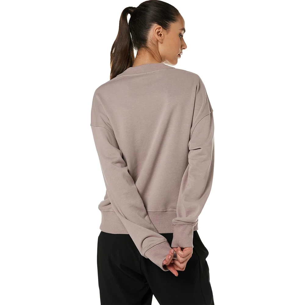 OEM oversize sweatshirts crewneck embroidery letters loose drop shoulder long sleeves custom women cotton pullovers sweatshirt