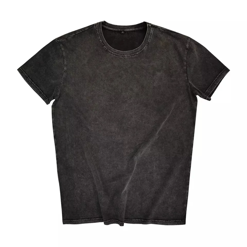 Custom logo plain men mineral wash t shirt retro color shaka heavy weight t shirts acid wash t shirt