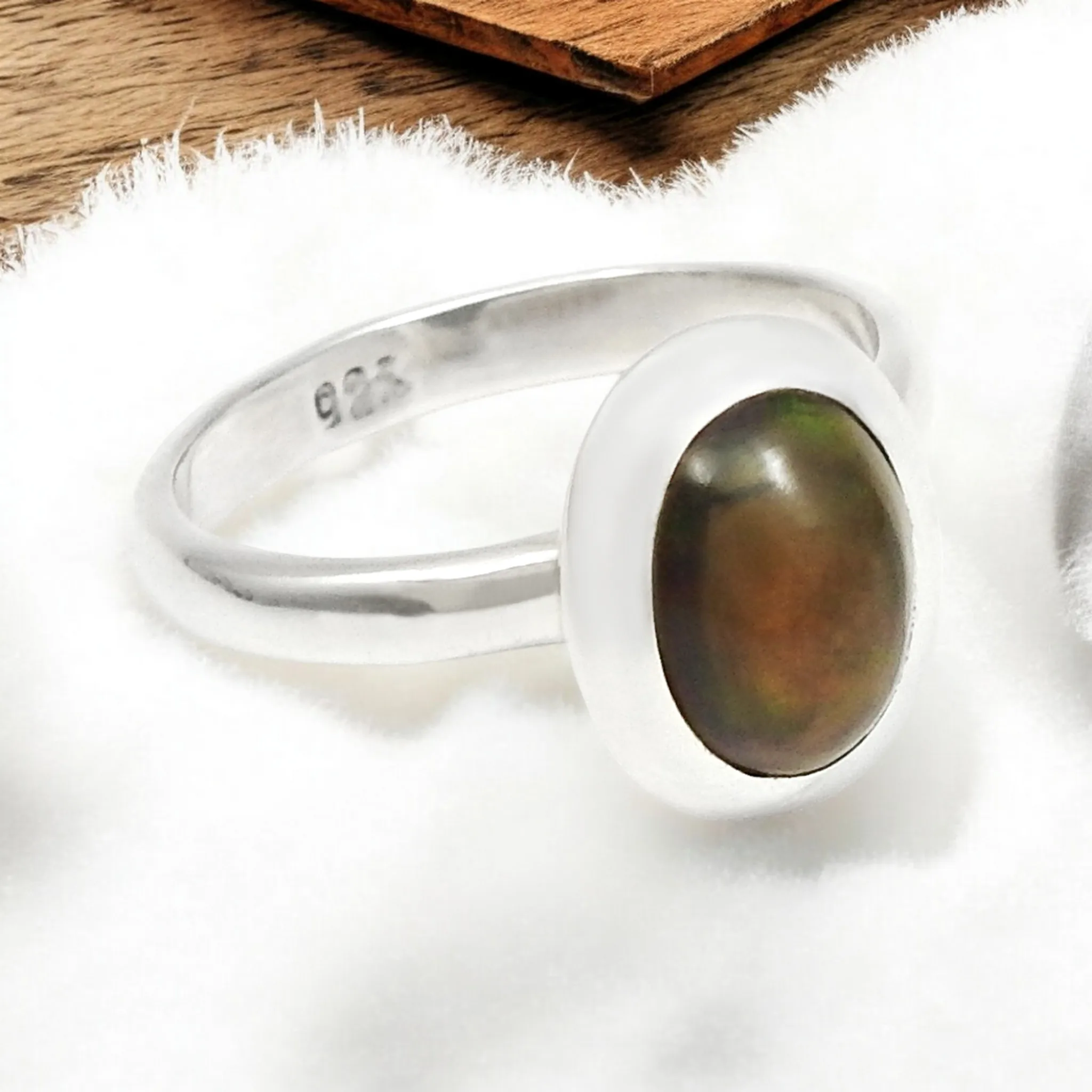 AA+ Black Opal 925 Starling Silver Engagement Rings Natural Birthstone Gemstone Luxury Design Dainty Rings For Her Wholesale OEM